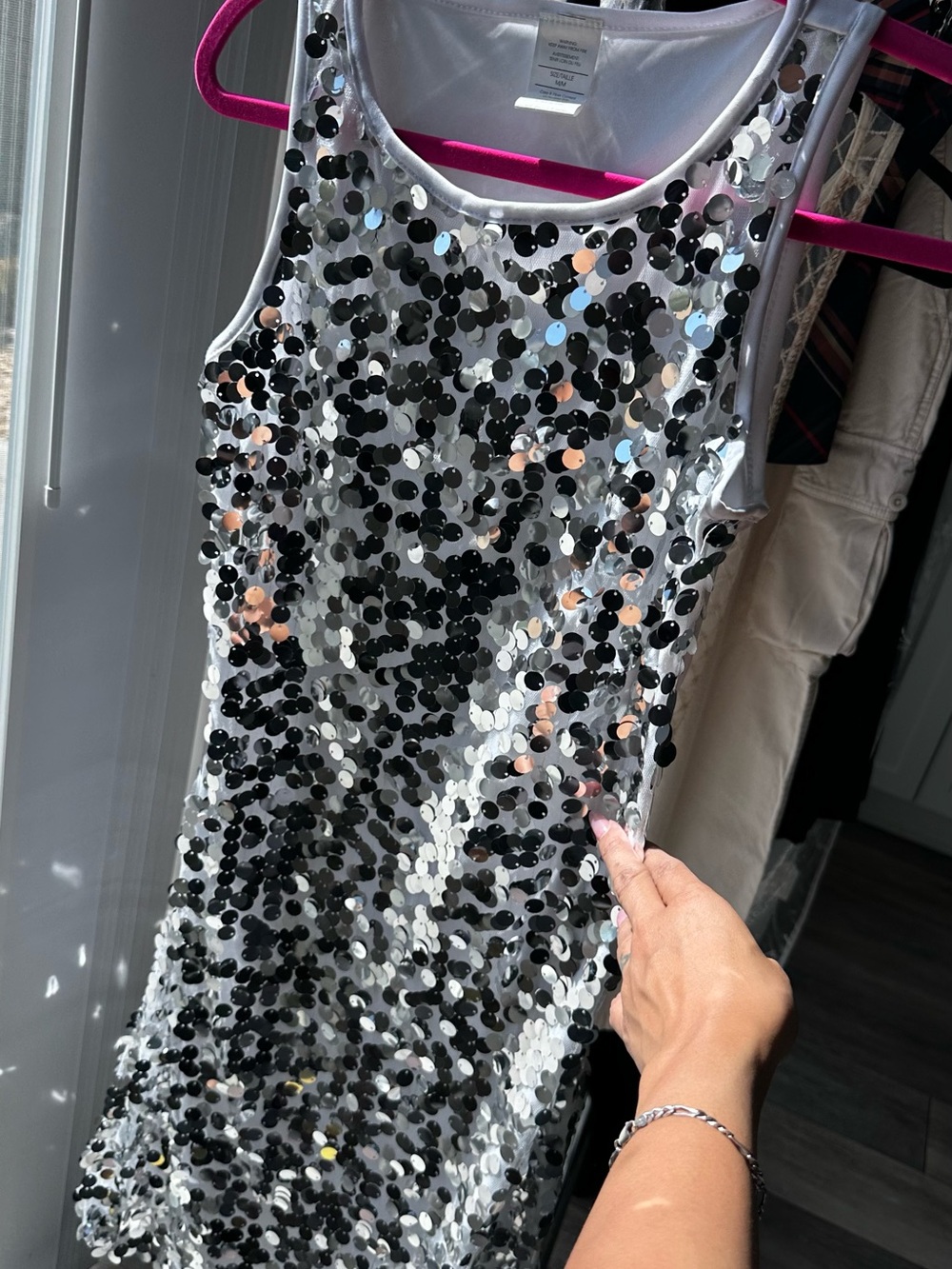 Silver Sequin Party Dress Size/M